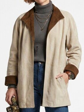 Vintage 80s JORDACHE Suede Leather Beige Jacket XS/S